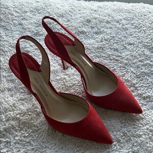 Paul Andrew Red Suede Slingback Heels New With Out Box